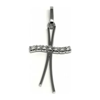 Přívěsek Diamantový zlatý přívěsek s pravými diamanty křížek 585/1,40 gr J-20536-11 (J-20536-11)