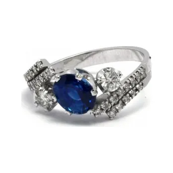 Prsten Luxusní zásnubní prsten s modrým safírem 585/2,84 gr J-18836-12 (J-18836-12)