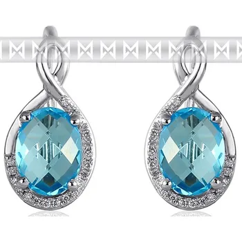 Prsten Luxusní zlaté diamantové náušnice s diamanty, pravými modrými topazy 3881054 (3881054-0-0-93)