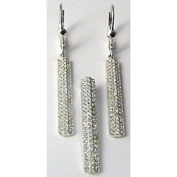 Souprava šperků Visací stříbrná rhodiovaná souprava posetá mnoha zirkony 030287800002 (30287800002)