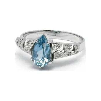 Prsten Diamantový prsten s přírodním brazilským akvamarínem (2,345ct) 585/2,85gr J-226 ( J-22632-13)