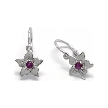 Náušnice Dětské diamantové náušnice s červenými rubíny 585/1,03gr J-21308-12 (J-21308-12)