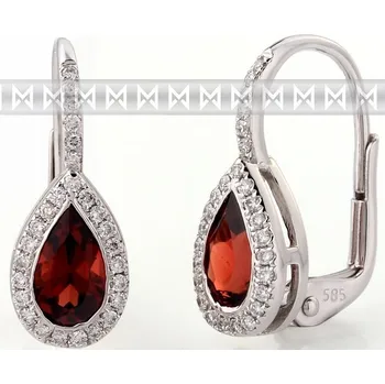 Náušnice Diamantové zlaté náušnice s přírodními kameny (sytě rudý pravý granát) 3880802 (3880802-0-0-81)