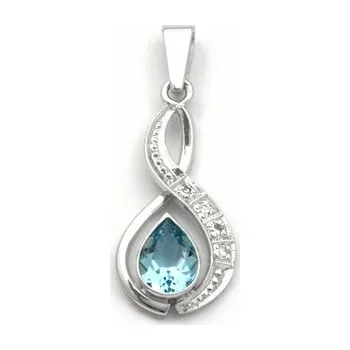 Prsten Diamantový zlatý přívěsek s brazilským akvamarínem 585/1,85 gr J-05128-12 (J-05128-12)