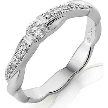 Prsten Luxusní zlatý diamantový zásnubní prsten s diamantem, bílé zlato brilianty (3860417)