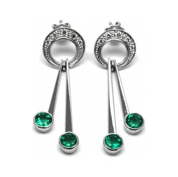 Prsten Diamantové náušnice se zelenými vzácnými smaragdy 585/3,44 gr J-20508-11 (J-20508-11)