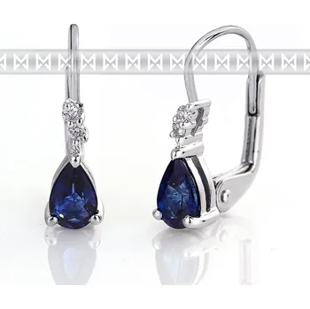 Náušnice Luxusní diamantové náušnice s diamanty a modrým přírodním safírem (3880100-0-0-92)