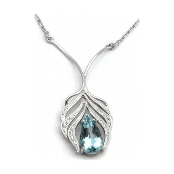 Prsten Diamantový zlatý přívěsek s brazilským akvamarínem 585/6,48 gr J-20799-12 ( J-20799-12)