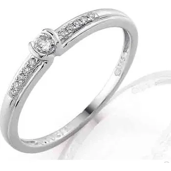 Prsten Luxusní zásnubní prsten s diamantem (11ks/0,11ct) z bílého zlata (3860829-0-52-99)