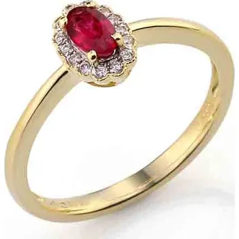 Prsten Luxusní prsten s diamanty a červeným přírodním rubínem 3811087 585/2,40gr (3811087-5-54-94)