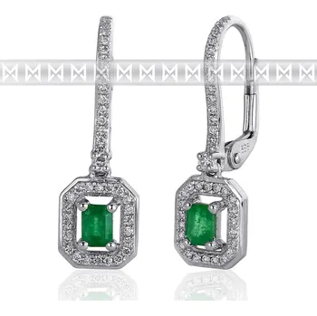 Náušnice Diamantové náušnice, bílé zlato briliant, smaragd (emerald) a diamanty (3880856-0-0-96)