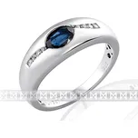Mohutný zlatý prsten z bílého zlata s diamanty a modrým safírem 585/3,6 gr (3861097-0-54-92)