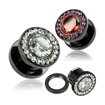 Piercing Plung chirurgická ocel se zirkony PTSCR06 (Plung chirurgická ocel se zirkony PTSCR06)