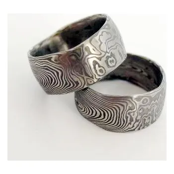 Prsten Snubní prsteny kovaná nerezová ocel damasteel DA-1005 (Snubní prsteny kovaná nerezová ocel damasteel DA-1005)