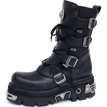 Pánská zimní obuv boty kožené dámské - Basic Boots (373-S4) Black - NEW ROCK - M.373-S4
