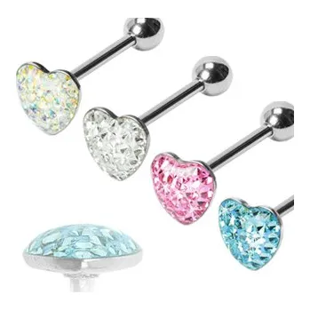 Piercing Piercing do jazyka z chirurgické oceli BS18H (Piercing do jazyka Gem srdce)