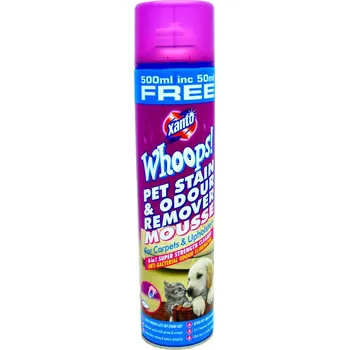 Xanto Whoops pěnový odstraňovač skvrn a pachů od domácích zvířat 500 ml Xanto Whoops pěnový odstraňovač skvrn a pachů od domácích zvířat 500 ml