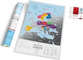 kniha Travel Map Stírací mapa Evropy „SILVER“ 80 x 60 cm