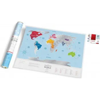 Travel Map Stírací mapa světa „SILVER“ 80 x 60 cm
