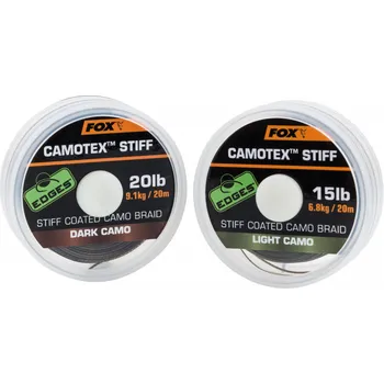 Fox ztužená šňůrka Camotex Stiff 20m -: Dark Camo 15lb