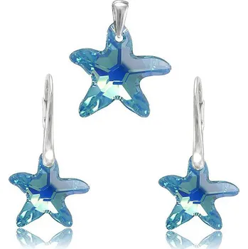 Souprava šperků STARFISH stříbrná sada Aquamarine (Dámská stříbrná souprava šperků)