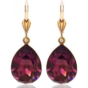 Náušnice Pozlacené náušnice Pear Amethyst (MADE WITH SWAROVSKI® ELEMENTS - náušnice)