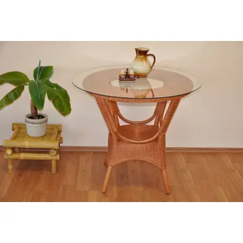 Konferenční stolek Axin Trading3 Ratanový stůl jídelní Wanuta cognac