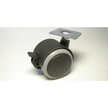 Nábytkové kolečko typu BA + kovová destička 42x42mm, celoplast., pr. 50, černé s gumou, brzda