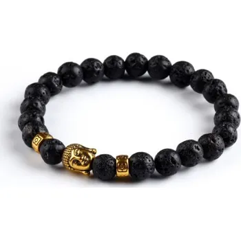 Náramek Korálky z kamene, stylový vzhled: to je buddha náramek - černý lávový