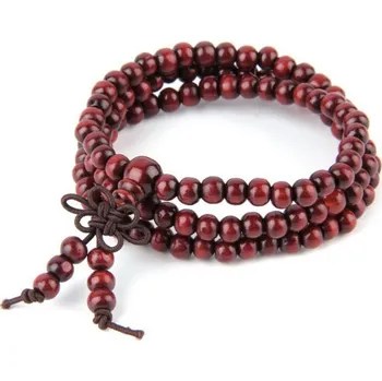 Náramek Tibetský náramek z akátových korálek - tmavě hnědý