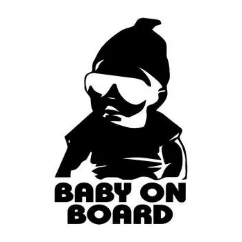 Samolepicí dekorace na vozidlo Samolepka na auto Baby on Board (dítě v autě) - černá