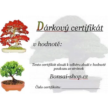 Šperk Dárkový poukaz na bonsaje v hodnotě 1500 Kč