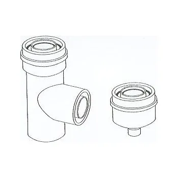 Kouřovod ALMEVA - AL2 T-kus s uzávěrem a zátkou průměr 60/100 mm ALUL05