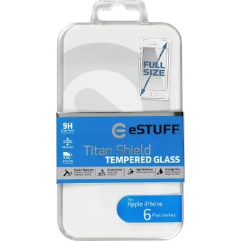 eSTUFF ochranné sklo TitanShield Full pro iPhone 6+/6s+ bílé