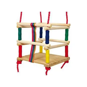 Dětská houpačka Dětská dřevěná houpačka s ohrádkou (Dřevěná houpačka barevná. Dětská dřevěná houpačka s ohrádkou)