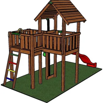 Dětské hřiště Věž se skluzavkou MARTIN nástupní výška 100 cm (Dřevěné dětské hřiště pro veřejný sektor)