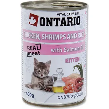 Krmivo pro kočku Ontario Kitten Chicken/Shrimp/Rice/Salmon Oil 400 g