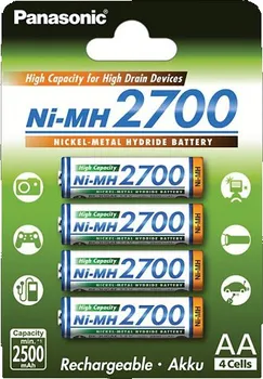 článková baterie Panasonic 2700 mAh nabíjecí baterie AA NiMH 4 ks