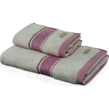 Ručník Möve SPA ručník s bordurou 50x100 cm natural-červený