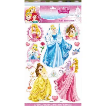 Samolepící dekorace Dětská samolepicí 3D dekorace Disney Princezny 06624 / Samolepka pro děti Room Decor (40 x 29 cm)