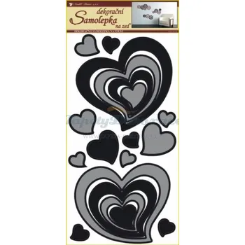 Samolepící dekorace Samolepící dekorace na zeď (69 x 32cm) Room Decor srdce šedočerná 1340