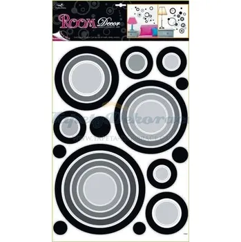 Samolepící dekorace Samolepící pokojová dekorace na zeď (70x42cm) Room Decor černé kruhy 1056