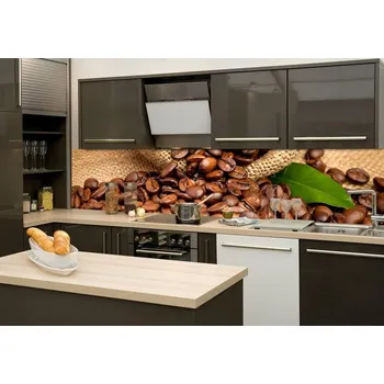 Fototapeta Samolepicí fototapeta do kuchyně kávová zrnka KI260-006 / Fototapety mezi kuchyňskou linku Coffee Dimex zrnka kávy (260 x 60 cm)