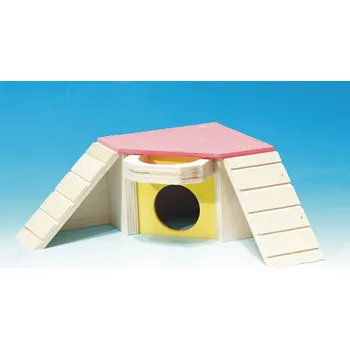 Domek rohový se schody a krmítkem 18 x 18 x 7 cm