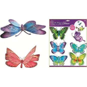 Samolepící dekorace Samolepicí dekorace na zeď (30x30cm) Room Decor modrozelení motýli s pohyblivými křídly 3D 678