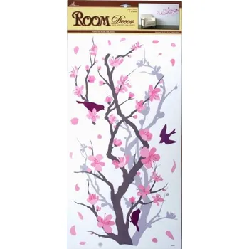 Samolepící dekorace Samolepicí dekorace na zeď (69 x 32cm) Room Decor šedorůžová větev 638