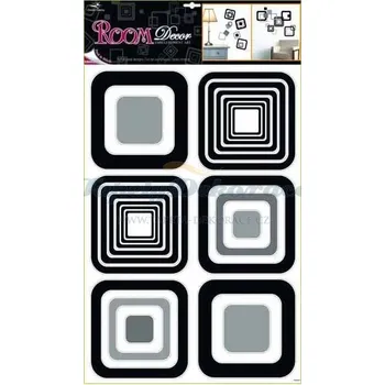 Samolepící dekorace Samolepící pokojová dekorace na zeď (70x42cm) Room Decor černé čtverce 1062