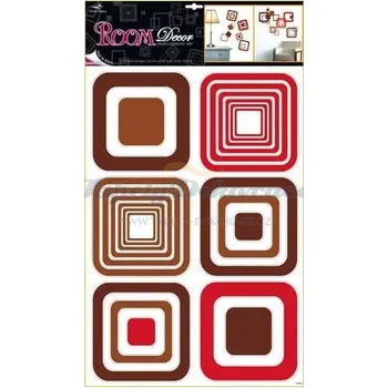 Samolepící dekorace Samolepící pokojová dekorace na zeď (70x42cm) Room Decor hnědé čtverce 1063