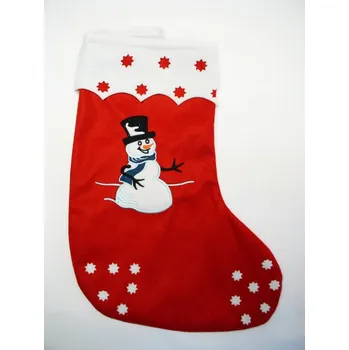 Vánoční dekorace Mikulášská ponožka - sněhulák textil s výšivkou, vánoce, svátky