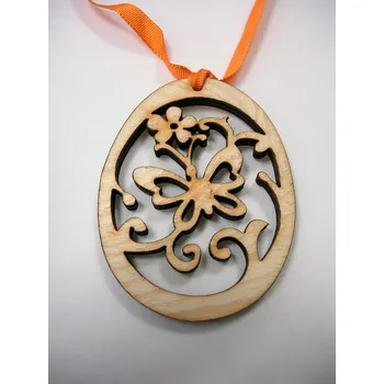 Velikonoční dekorace Dřevěná ozdoba velikonoční vajíčko s motýlem ostatní